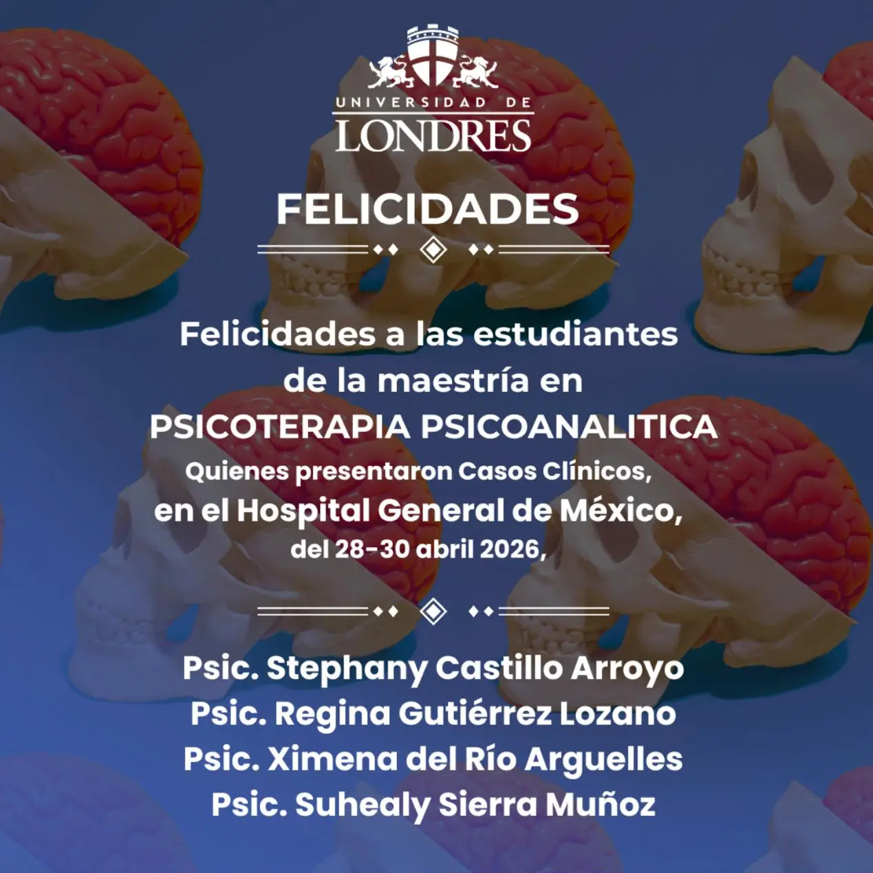 Felicidades a las estudiantes de la maestría en Psicoterapia Psicoanalítica